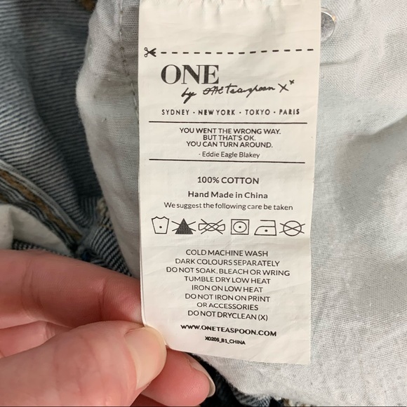 One Teaspoon Blue Blossom Freebirds Skinny Jeans Distressed Frayed Hem Cotton - Picture 11 of 15